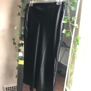 Satin black midi skirt